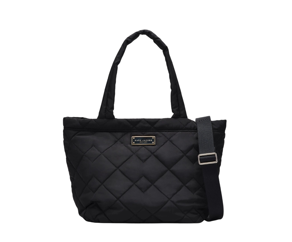 Quilted Nylon Medium Tote (Black)